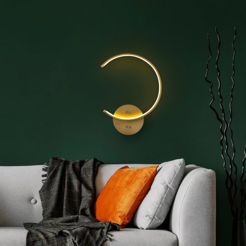 Elegant gold wall lamp, metal housing, 33 x 46 x 6 cm | Integrated LED 12W 3000K | Stylish design for modern interior design | Rated IP20, perfect for lighting living rooms, bedrooms and corridors