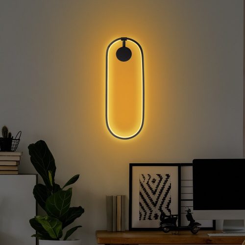 Stylish Black Wall Lamp, Metal Body, 17 x 48 x 10 cm | SMD LED 16W 3000K | IP20 Rated | Perfect for Modern Home Decor, Living Room & Bedroom Lighting, Sleek Design with Durable Base Plate