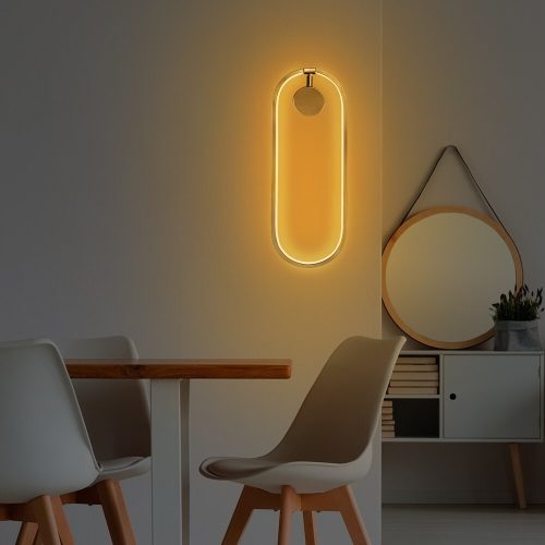 Elegant gold wall lamp, metal housing, 17 x 48 x 10 cm | SMD LED 16W 3000K | IP20 rated | Stylish lighting for modern interior design, living room, bedroom and office space, durable and elegant design