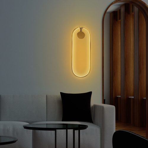 Elegant gold wall lamp, metal housing, 17 x 48 x 10 cm | SMD LED 16W 3000K | IP20 rated | Stylish lighting for modern interior design, living room, bedroom and office space, durable and elegant design