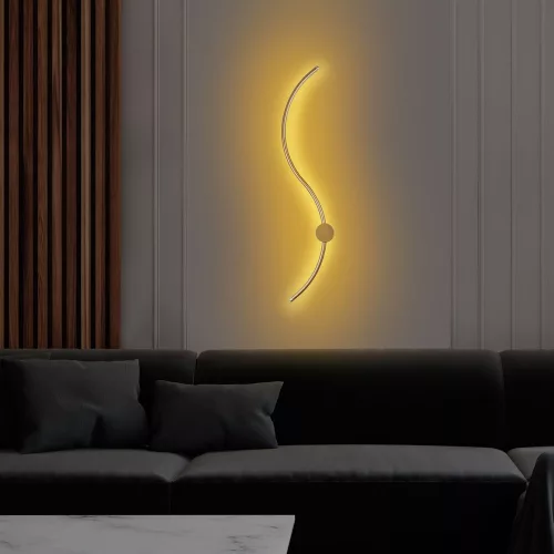 Elegant gold wall lamp, metal housing, 90 x 17 x 10 cm | SMD LED 14W 3000K | Stylish lighting for modern interior design, IP20 rating, perfect for living room and bedroom atmosphere