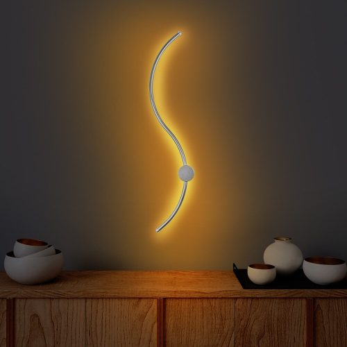 Stylish Chrome Wall Lamp, 90 cm Width x 17 cm Height x 10 cm Depth | Durable Metal Body, SMD LED 14W 3000K | Perfect for Modern Living Spaces, Elegant Design with IP20 Rating