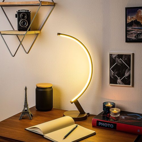 Elegant gold table lamp, metal housing, 47 cm high, 13 cm base | 12W LED socket, 3000K warm light | Perfect for modern interior design, a stylish and functional lighting solution
