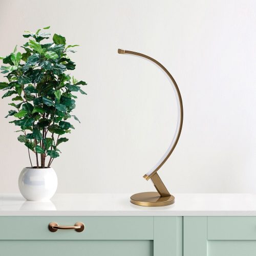 Elegant gold table lamp, metal housing, 47 cm high, 13 cm base | 12W LED socket, 3000K warm light | Perfect for modern interior design, a stylish and functional lighting solution