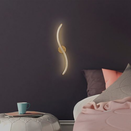Elegant gold wall lamp, metal housing, 67 cm high x 10 cm wide x 5 cm deep | Integrated LED 16W 3000K | Stylish lighting for modern interior design, living room, bedroom and office spaces