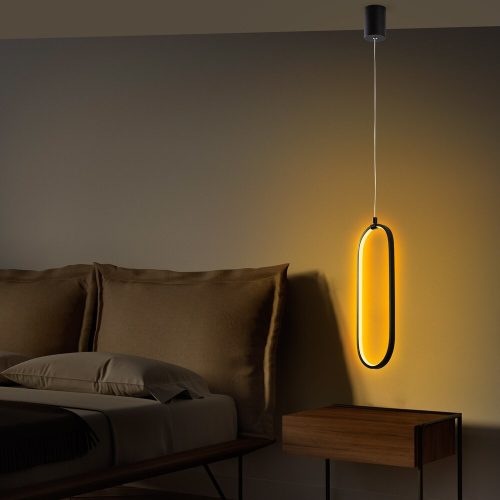 Elegant Black Chandelier, Metal Body, Adjustable Height 60-110 cm | 17 cm Width, 10 cm Depth | SMD LED 16W 3000K | Stylish Lighting for Modern Home Décor & Dining Spaces, IP20 Rated