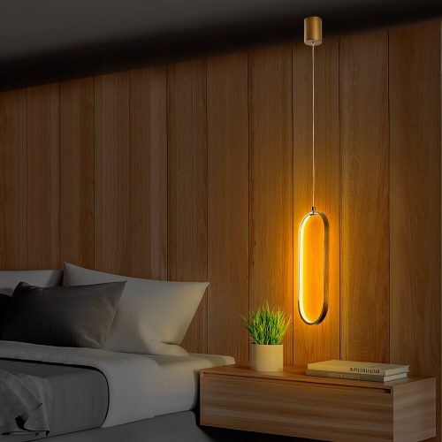 Elegant Gold Chandelier, Metal Body, Adjustable Height 60-110 cm, 17 cm Width, 10 cm Depth | SMD LED 16W 3000K | Stylish Lighting for Modern Home Décor & Dining Spaces, IP20 Rated