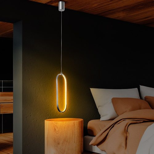 Elegant Chrome Chandelier, Metal Body, Adjustable Height 60-110 cm, 17 cm Width, LED 16W 3000K, IP20 | Modern Lighting Fixture for Living Room, Dining Room & Entryway, Stylish & Functional Design