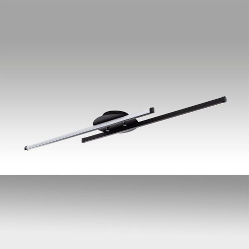 Elegant black chandelier, metal body, 86 cm width x 5 cm height x 17 cm depth | Integrated LED 16W 3000K | Stylish lighting for modern interior design, IP20 rating, perfect for living room and dining room