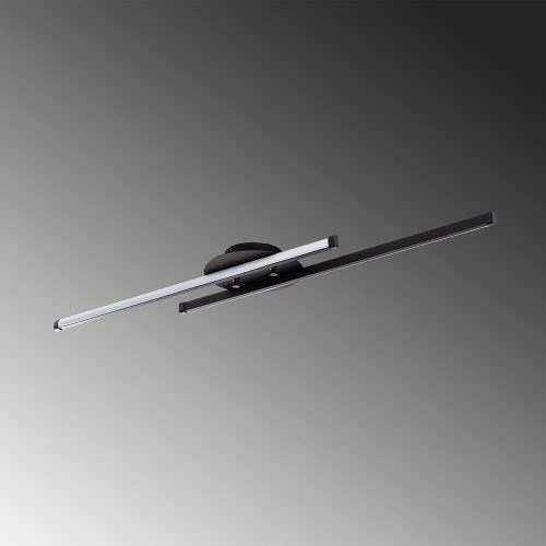 Elegant black chandelier, metal body, 86 cm width x 5 cm height x 17 cm depth | Integrated LED 16W 3000K | Stylish lighting for modern interior design, IP20 rating, perfect for living room and dining room