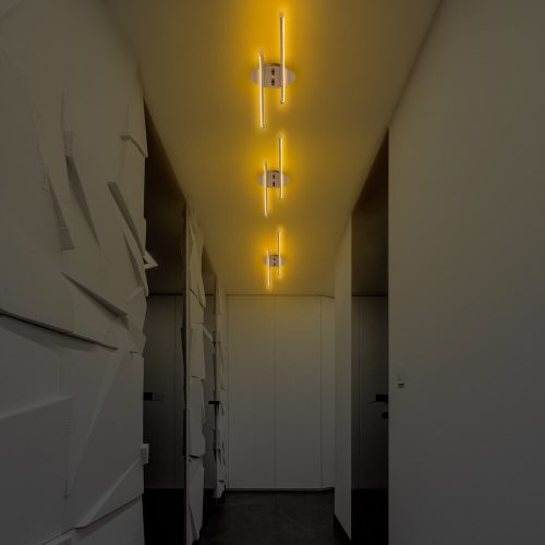 Elegant gold chandelier, metal body, 86 x 17 x 5 cm | Integrated LED 16W 3000K | Stylish lighting fixtures for modern home decor, dining and living spaces | IP20 rated, durable design