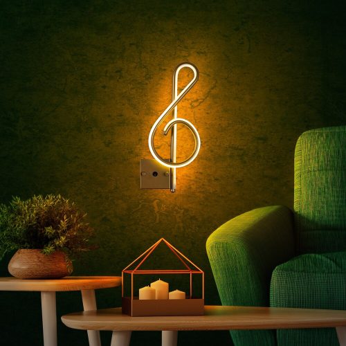 Elegant gold wall lamp, metal housing, 20 x 45 x 3 cm | Integrated LED 12W 3000K | Stylish lighting for modern interior design, IP20 rating, perfect for living room and bedroom atmosphere