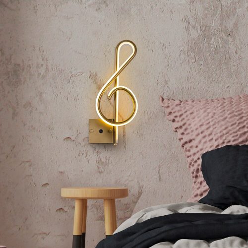 Elegant gold wall lamp, metal housing, 20 x 45 x 3 cm | Integrated LED 12W 3000K | Stylish lighting for modern interior design, IP20 rating, perfect for living room and bedroom atmosphere