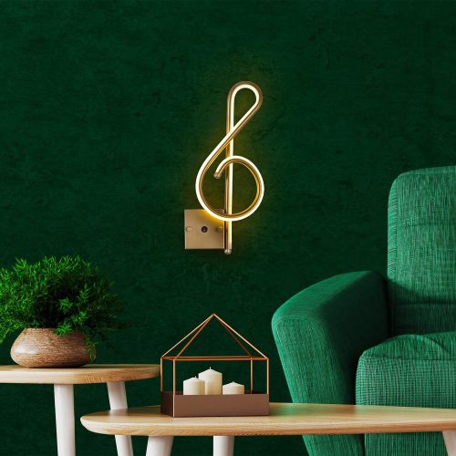 Elegant gold wall lamp, metal housing, 20 x 45 x 3 cm | Integrated LED 12W 3000K | Stylish lighting for modern interior design, IP20 rating, perfect for living room and bedroom atmosphere