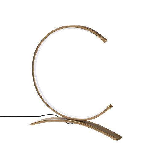 Elegant gold table lamp, metal housing, 35 cm width x 34 cm height x 4 cm depth | 12W LED socket, 3000K warm light, 80 CRI | Stylish lighting for home and office use, on/off switch, 200 cm cable