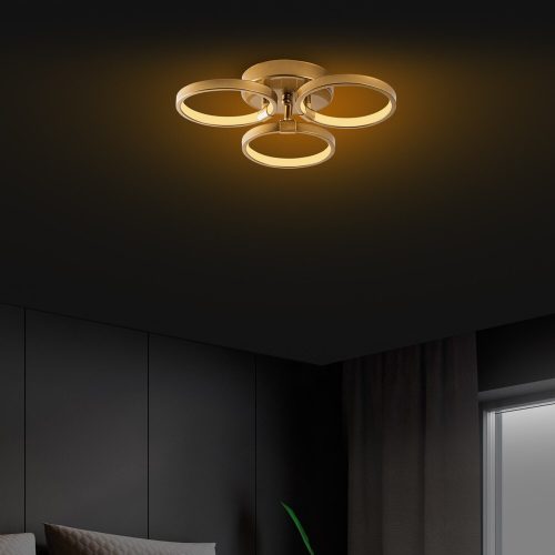 Elegant Gold Chandelier, Metal Body, 37 x 32 x 9 cm | SMD LED 18W 3000K | Stylish Lighting Fixture for Modern Home Decor | Durable Metal Base Plate, IP20 Rated | Perfect for Living Room & Dining Areas