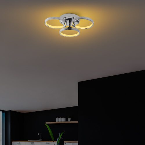 Elegant Chrome Chandelier, Metal Body, 37 x 32 x 9 cm | SMD LED 18W 3000K | Stylish Lighting Fixture for Modern Home Decor, IP20 Rated, Perfect for Living Room & Dining Areas