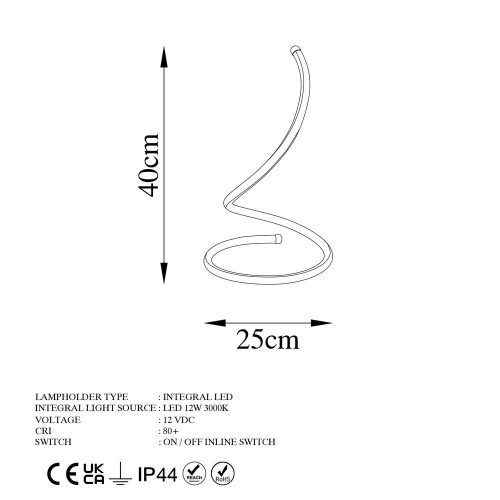 Stylish black table lamp, metal housing, 25 cm diameter x 40 cm height | 80 CRI, IP20, LED 12W 3000K | On/off switch, perfect for modern interior design and ambient lighting solutions