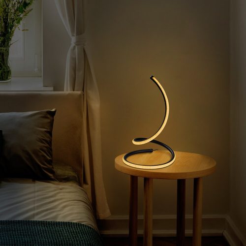 Stylish black table lamp, metal housing, 25 cm diameter x 40 cm height | 80 CRI, IP20, LED 12W 3000K | On/off switch, perfect for modern interior design and ambient lighting solutions