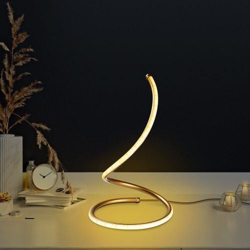 Elegant gold table lamp, metal housing, diameter 25 cm, height 40 cm | On/Off switch, 80 CRI, IP20, LED socket 12W 3000K | Perfect for modern interior design and ambient lighting