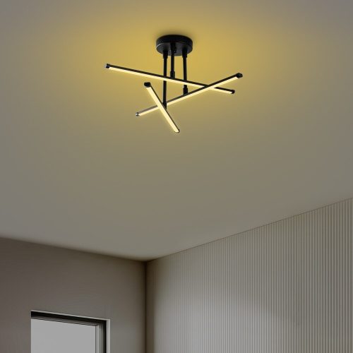 Elegant Black Chandelier, Metal Body, 51 x 26 x 51 cm | SMD LED 18W 3000K | Stylish Lighting Fixture for Modern Home Decor, IP20 Rated, Durable Metal Base Plate, Perfect for Living Room & Dining Areas