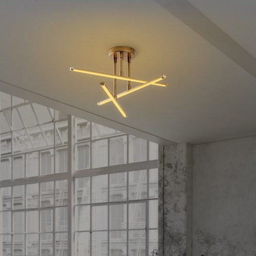 Elegant Gold Chandelier, Metal Body, 51 x 26 x 51 cm | SMD LED 18W 3000K | Stylish Lighting Fixture for Living Room, Dining Room & Entryway | Durable Metal Base Plate, IP20 Rated, Modern Design