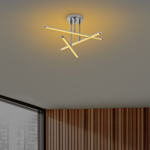 Elegant Chrome Chandelier, Metal Body, 51 x 26 x 51 cm | SMD LED 18W 3000K | Stylish Lighting Fixture for Modern Home Decor, IP20 Rated, Perfect for Living Room & Dining Areas