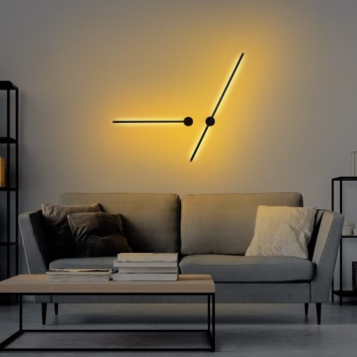 Stylish Black Wall Lamp, Metal Body, 91x10x7 cm & 62x10x7 cm | LED 13W & 8W, 3000K | Durable Metal Base Plate, IP20 Rated | Perfect for Modern Living Rooms, Bedrooms & Hallways