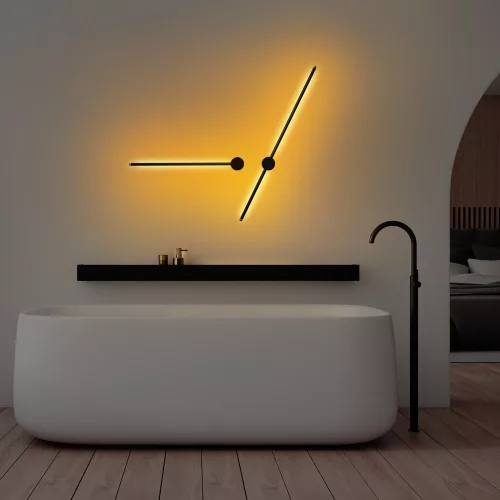 Stylish black wall lamp, metal housing, 91x10x7 cm and 62x10x7 cm | LED 13W and 8W, 3000K | Durable metal base, IP20 rated | Perfect for modern living rooms, bedrooms and hallways