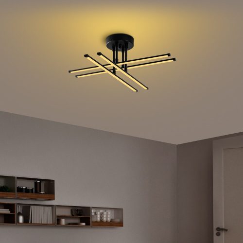 Elegant Black Chandelier, Metal Body, 61 x 22 x 61 cm | SMD LED 28W 3000K | Stylish Lighting Fixture for Modern Home Decor | Durable Metal Base Plate, IP20 Rated, Perfect for Living Room & Dining Areas