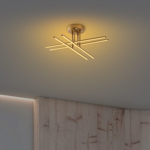 Elegant Gold Chandelier, Metal Body, 61 x 22 x 61 cm | SMD LED 28W 3000K | Stylish Lighting Fixture for Modern Home Decor | Durable Metal Base Plate, IP20 Rated, Perfect for Living Room & Dining Areas