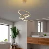 Elegant gold chandelier, metal body, 50 cm width x 80 cm height x 50 cm depth | SMD LED 28W 3000K | Stylish light fixture for modern interior design, IP20 rating, perfect for living room and dining room
