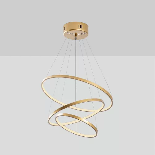 Elegant gold chandelier, metal body, 50 cm width x 80 cm height x 50 cm depth | SMD LED 28W 3000K | Stylish light fixture for modern interior design, IP20 rating, perfect for living room and dining room