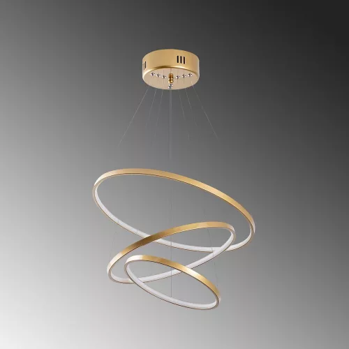 Elegant gold chandelier, metal body, 50 cm width x 80 cm height x 50 cm depth | SMD LED 28W 3000K | Stylish light fixture for modern interior design, IP20 rating, perfect for living room and dining room