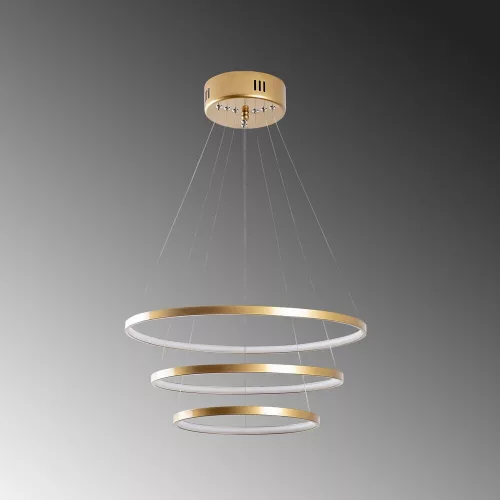 Elegant gold chandelier, metal body, 50 cm width x 80 cm height x 50 cm depth | SMD LED 28W 3000K | Stylish light fixture for modern interior design, IP20 rating, perfect for living room and dining room