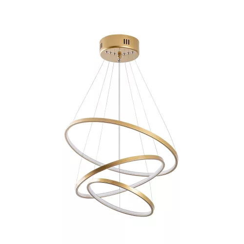 Elegant gold chandelier, metal body, 50 cm width x 80 cm height x 50 cm depth | SMD LED 28W 3000K | Stylish light fixture for modern interior design, IP20 rating, perfect for living room and dining room