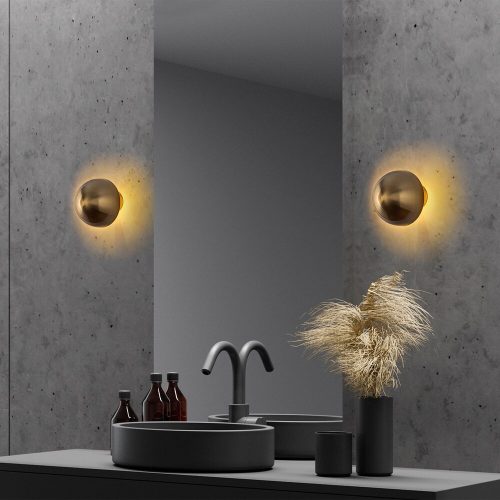 Elegant gold wall lamp, metal housing, 16 cm diameter x 16 cm height | IP20 rating, G9 socket (max. 10 W) | Stylish lighting for modern interior design, living room, bedroom and hall