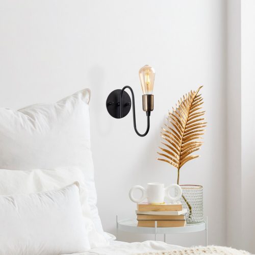 Modern Black Wall Lamp, MDF Body, 60 x 12 x 33 cm, E27 Socket (Max 40W), IP20, Pluggable, Laser-Cut Design, Stylish & Functional Lighting for Any Space