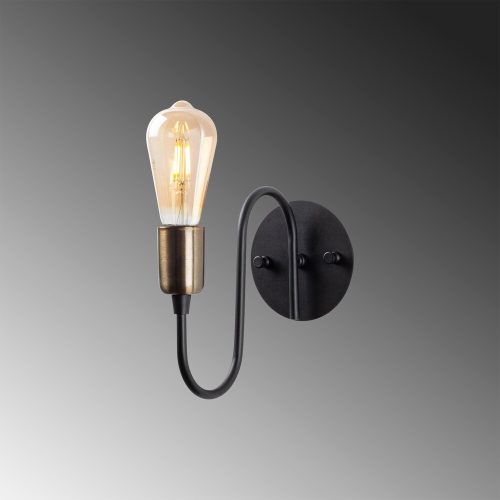 Industrial wall lamp, black and antique metal housing, 12 x 26 x 20 cm | E27 socket, max 40W, IP20 | Stylish monochrome design for modern interior design and atmosphere, perfect for living rooms and offices