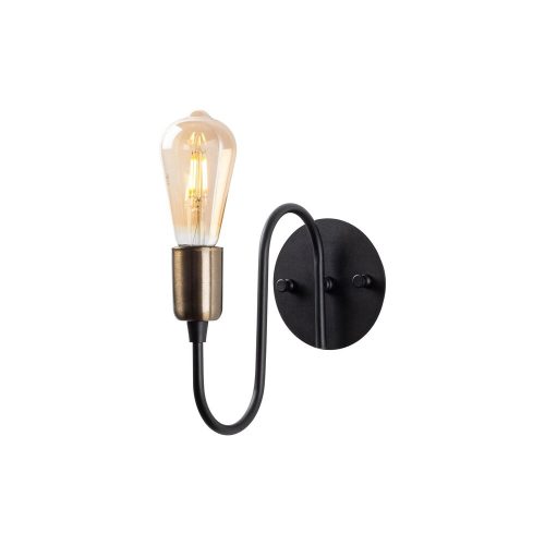 Industrial wall lamp, black and antique metal housing, 12 x 26 x 20 cm | E27 socket, max 40W, IP20 | Stylish monochrome design for modern interior design and atmosphere, perfect for living rooms and offices