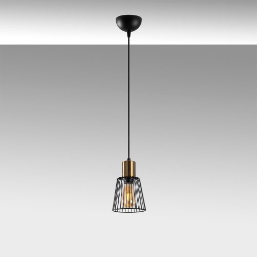 Industrial chandelier with metal body, adjustable height 16x16x29 cm, black and antique design | E27 socket, max 40 W, perfect for modern interior design | Stylish lighting in the living room and dining room