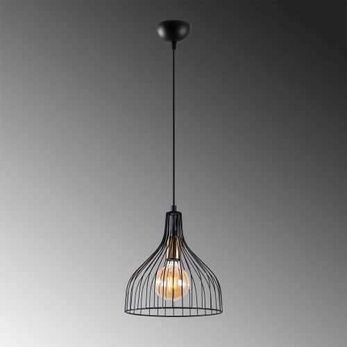 Industrial chandelier with metal body, black and antique finish, 25 x 25 x 33 cm | Adjustable height up to 123 cm | E27 socket, max 40W | Perfect for modern interior design and unique lighting solutions