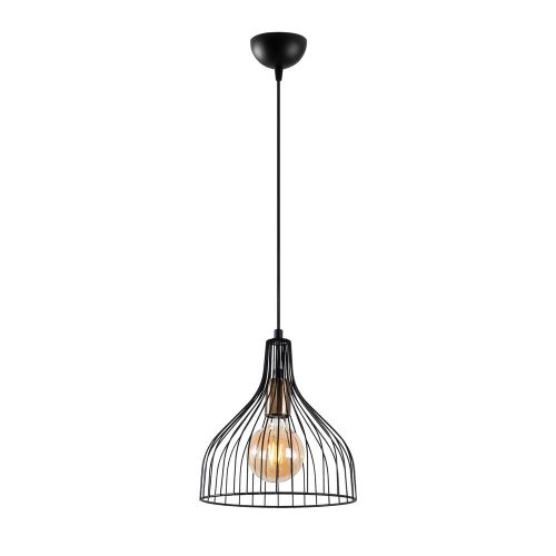 Industrial chandelier with metal body, black and antique finish, 25 x 25 x 33 cm | Adjustable height up to 123 cm | E27 socket, max 40W | Perfect for modern interior design and unique lighting solutions
