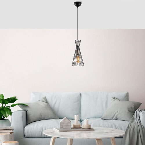 Modern Black Wall Lamp, MDF Body, 60 x 12 x 33 cm, E27 Socket (Max 40W), IP20, Pluggable, Laser-Cut Design, Stylish & Functional Lighting for Any Space