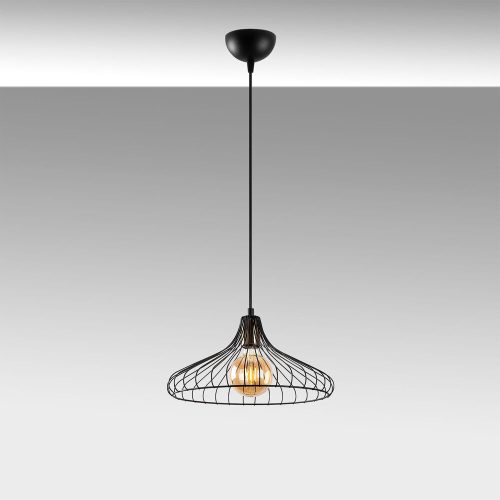 Industrial chandelier with metal body, adjustable height 30-120 cm, black and antique coating, diameter 36 cm, E27 socket (max. 40 W), perfect for nostalgic interior design and modern spaces, IP20 classification