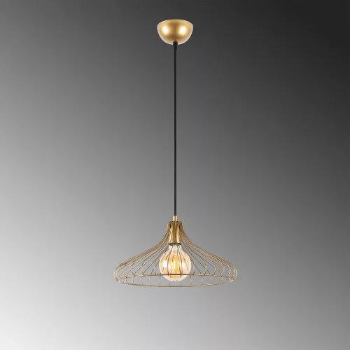 Elegant shiny gold chandelier, metal body, 36 x 36 x 120 cm | Adjustable height, E27 socket (max. 40 W), IP20 | Perfect for modern living rooms, dining rooms and glamorous decor