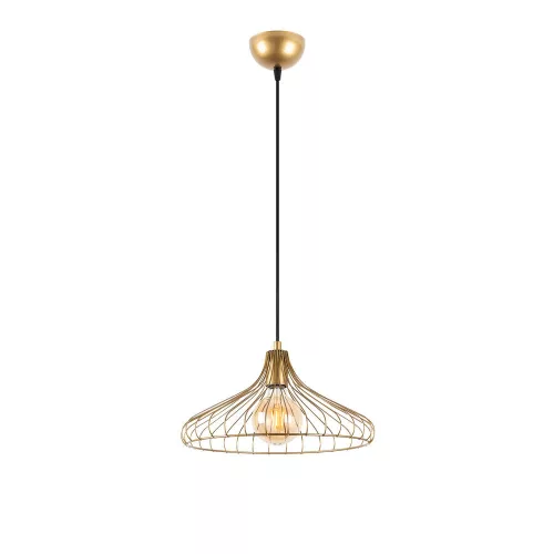 Elegant shiny gold chandelier, metal body, 36 x 36 x 120 cm | Adjustable height, E27 socket (max. 40 W), IP20 | Perfect for modern living rooms, dining rooms and glamorous decor