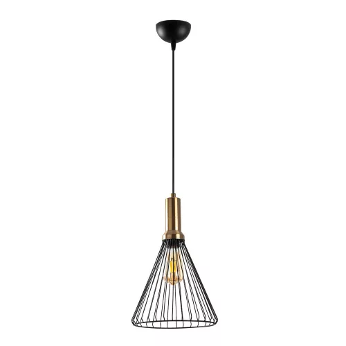Modern industrial chandelier, black and antique coating, 24 x 24 cm, adjustable height 50-140 cm, E27 socket max. 15W, metal housing and base, stylish lighting for home and office decoration