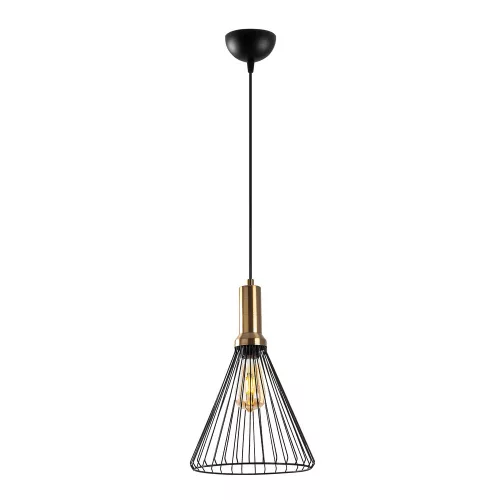 Modern industrial chandelier, black and antique coating, 24 x 24 cm, adjustable height 50-140 cm, E27 socket max. 15W, metal housing and base, stylish lighting for home and office decoration