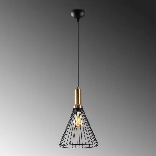Modern industrial chandelier, black and antique coating, 24 x 24 cm, adjustable height 50-140 cm, E27 socket max. 15W, metal housing and base, stylish lighting for home and office decoration